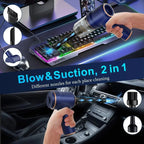 2-in-1 blow and suction cleaner for keyboard and car interior with interchangeable nozzles