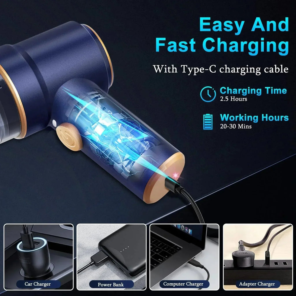 Portable Type-C charger with fast 2.5-hour charging, compatible with car, power bank, laptop, and adapter
