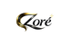 Elegant Zoré logo with gold and black swirl design and sparkling accents