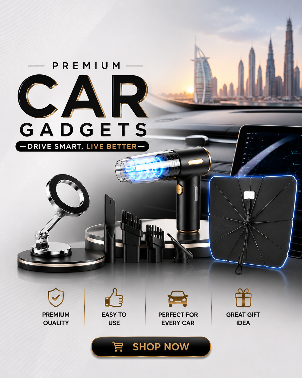 Premium car gadgets for smart driving with sleek designs and advanced features