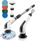 Electric cleaning brush with interchangeable heads and scrubbing pads for versatile household use