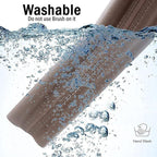 Washable fabric item submerged in water, hand wash only, no brush use