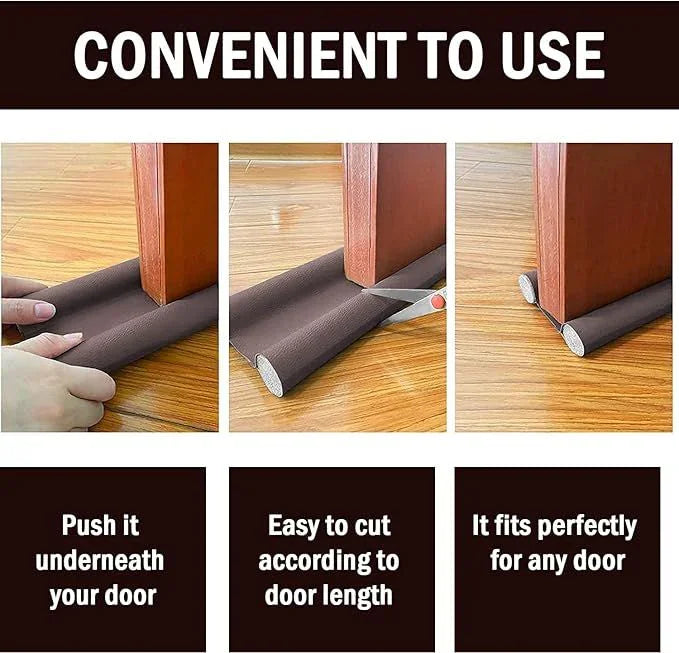 Door draft stopper easy to cut and fit under any door for convenience