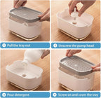 Step-by-step guide for refilling a detergent dispenser with pump mechanism
