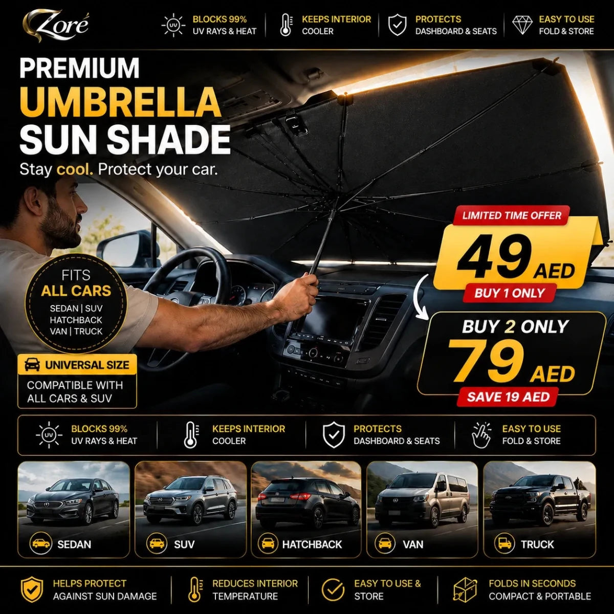 Premium Car Windshield Sun Shade - zoré